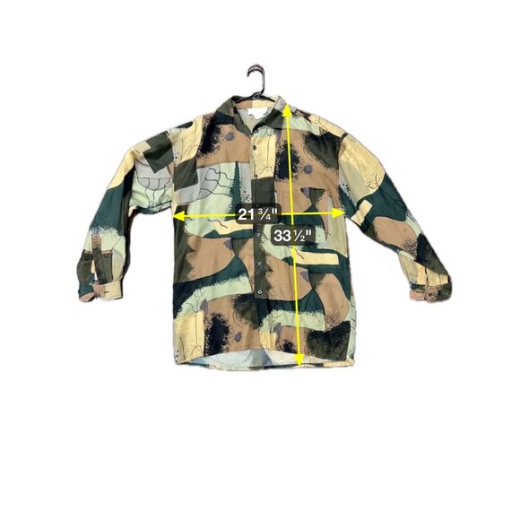Atlantic Club Abstract Button Down Shirt Brown Black Long Sleeve Art To Wear - Picture 7 of 9